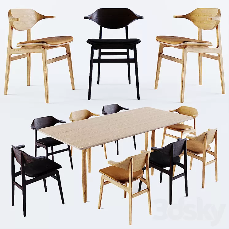 Norr11 Buffalo Dining Chair - Oku Dining Table 3D Model