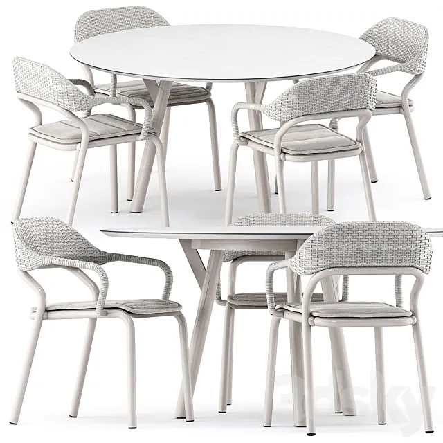 NOSS Armchair and LINK tavolo table by varaschin 3DModel