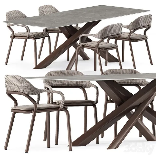 NOSS Armchair and SYSTEM STAR tavolo table by varaschin 3D Model