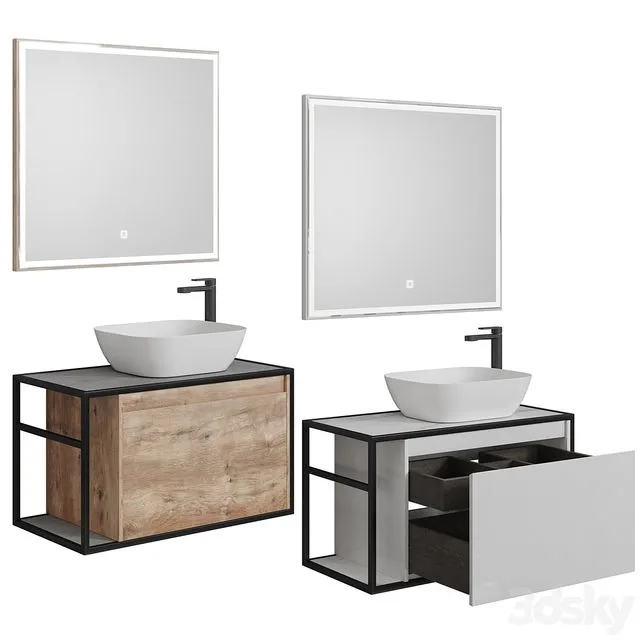 Nova Lite Loft 90 R L white rochelier rustic oak (1 drawer) 3D Model