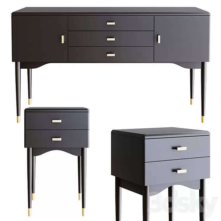 Novani. La Redoute Interieurs. Chest of drawers and bedside tables 3D Model