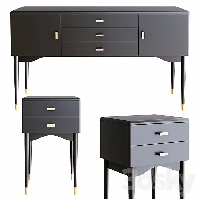 Novani. La Redoute Interieurs. Chest of drawers and bedside tables 3DModel