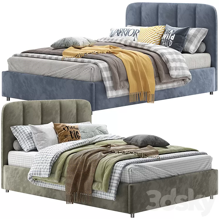 Nuance Upholstered Platform Bed 3D Model