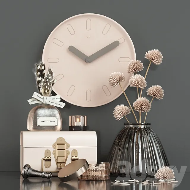 Nude Pink Decor Set 3D Model