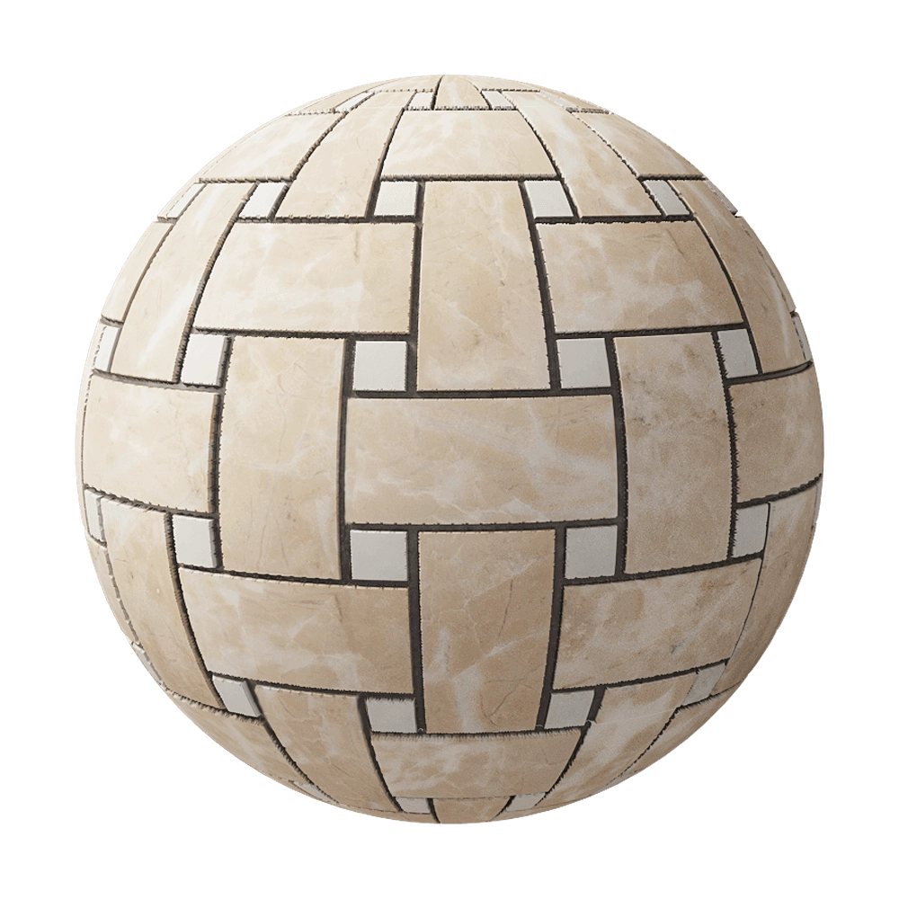 Nur Mosaic - Basketweave mosaic tile travertine and marble 3D Model