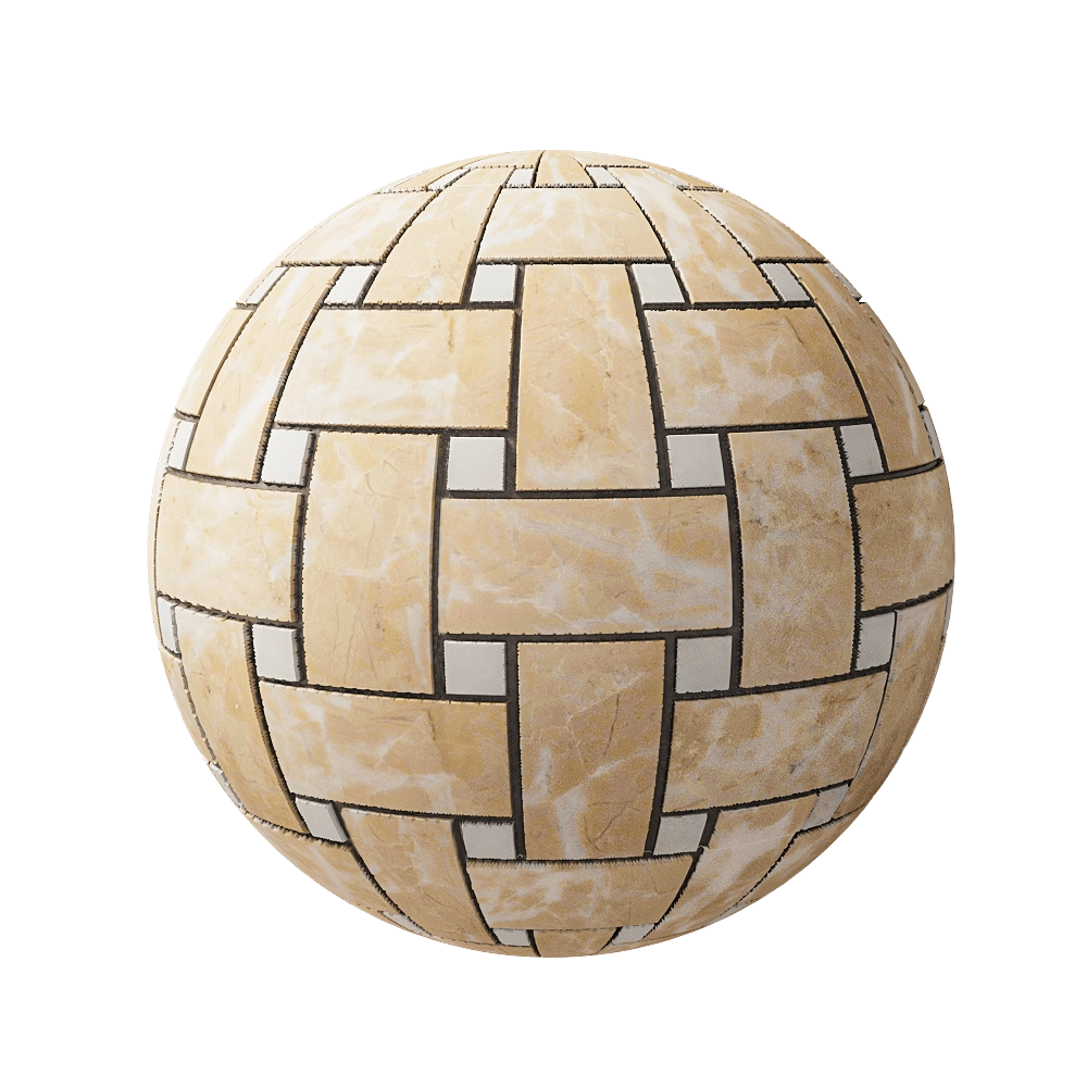 Nur Mosaic - Basketweave mosaic tile travertine and marble 3D Model