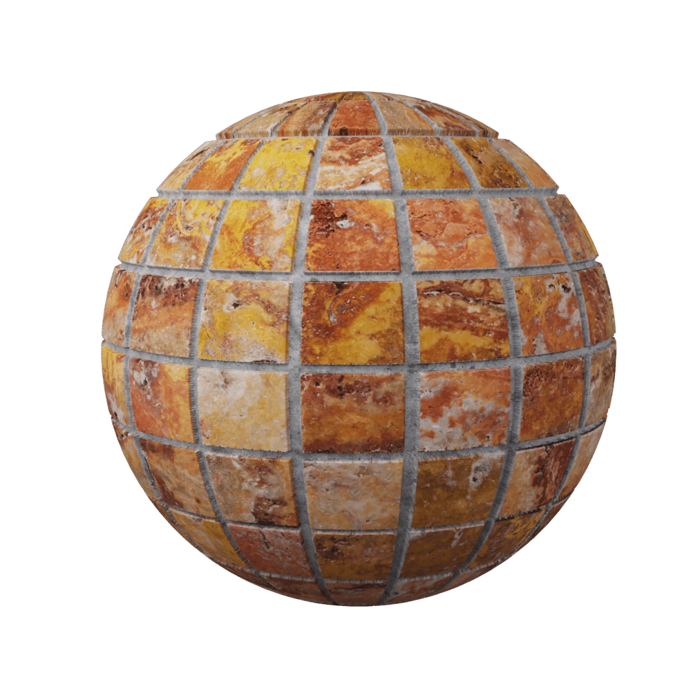 Nur Mosaic - Bouquet of bright flowers from travertine cubes 3D Model