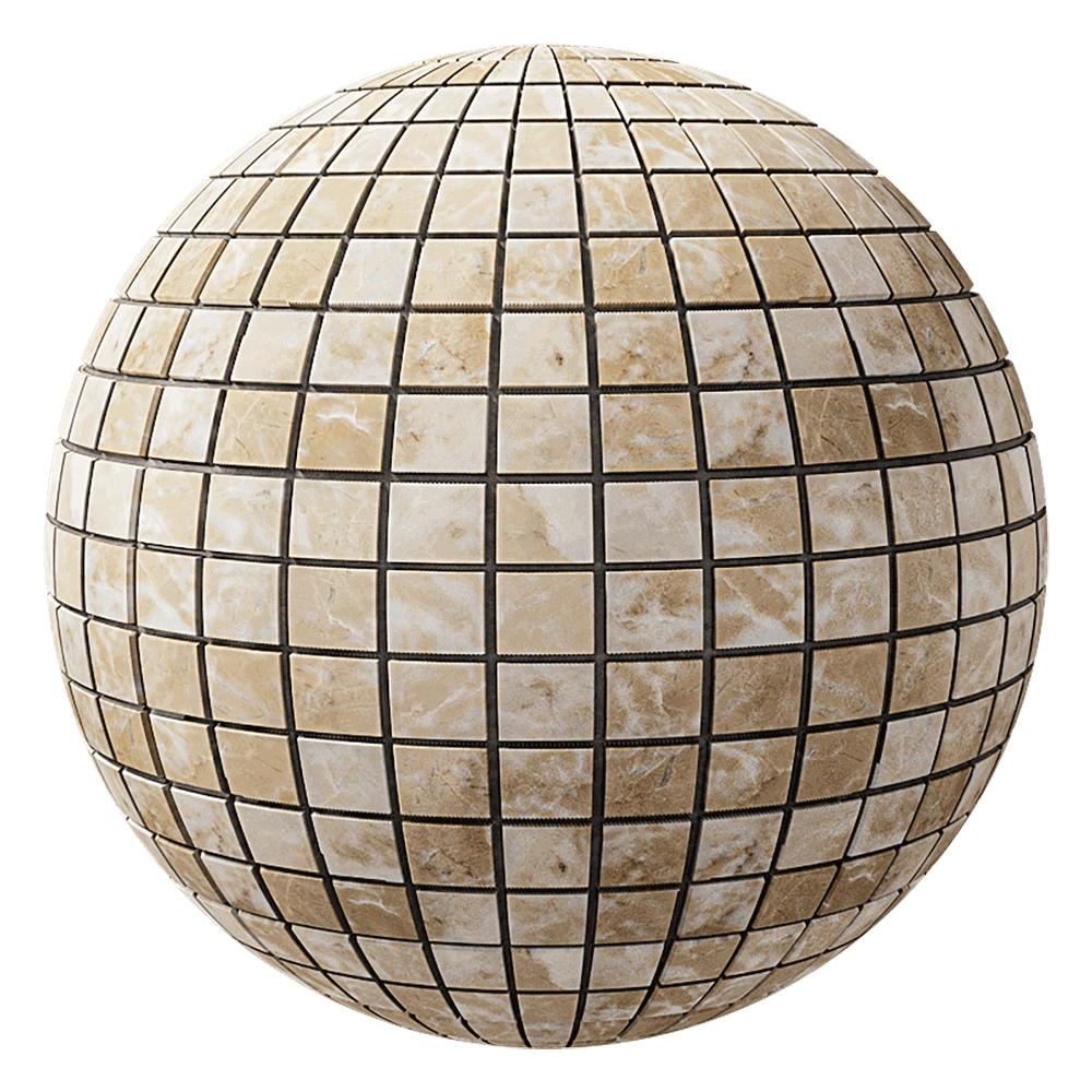 Nur Mosaic - Classic mosaic cubes from beige marble 3D Model