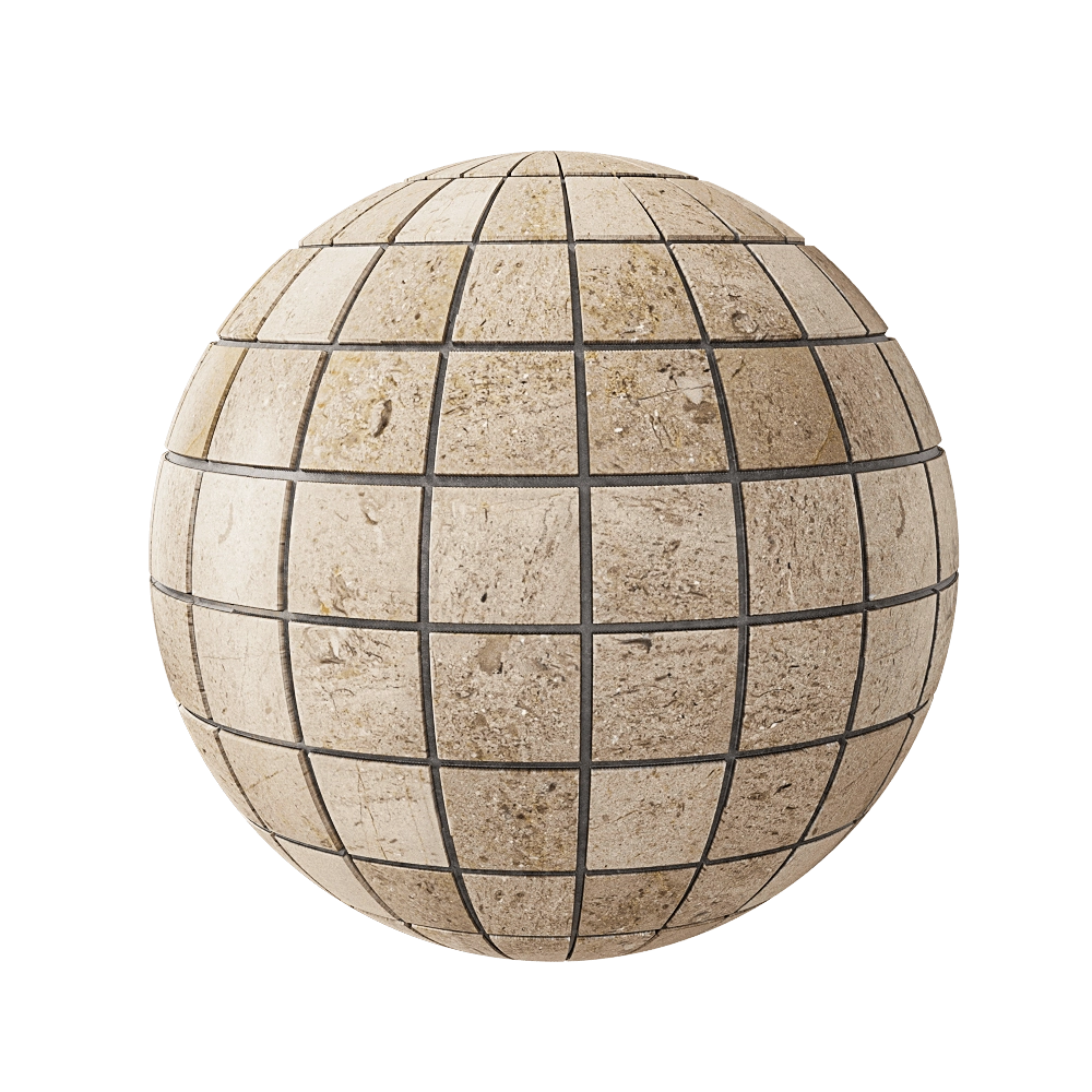 Nur Mosaic - Light brown marble mosaic tile polished 3D Model