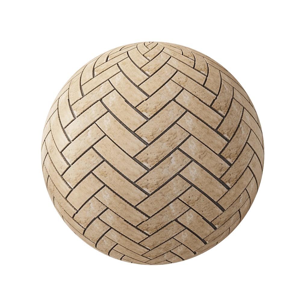 Nur Mosaic - Marble herringbone mosaic tile beige 3D Model