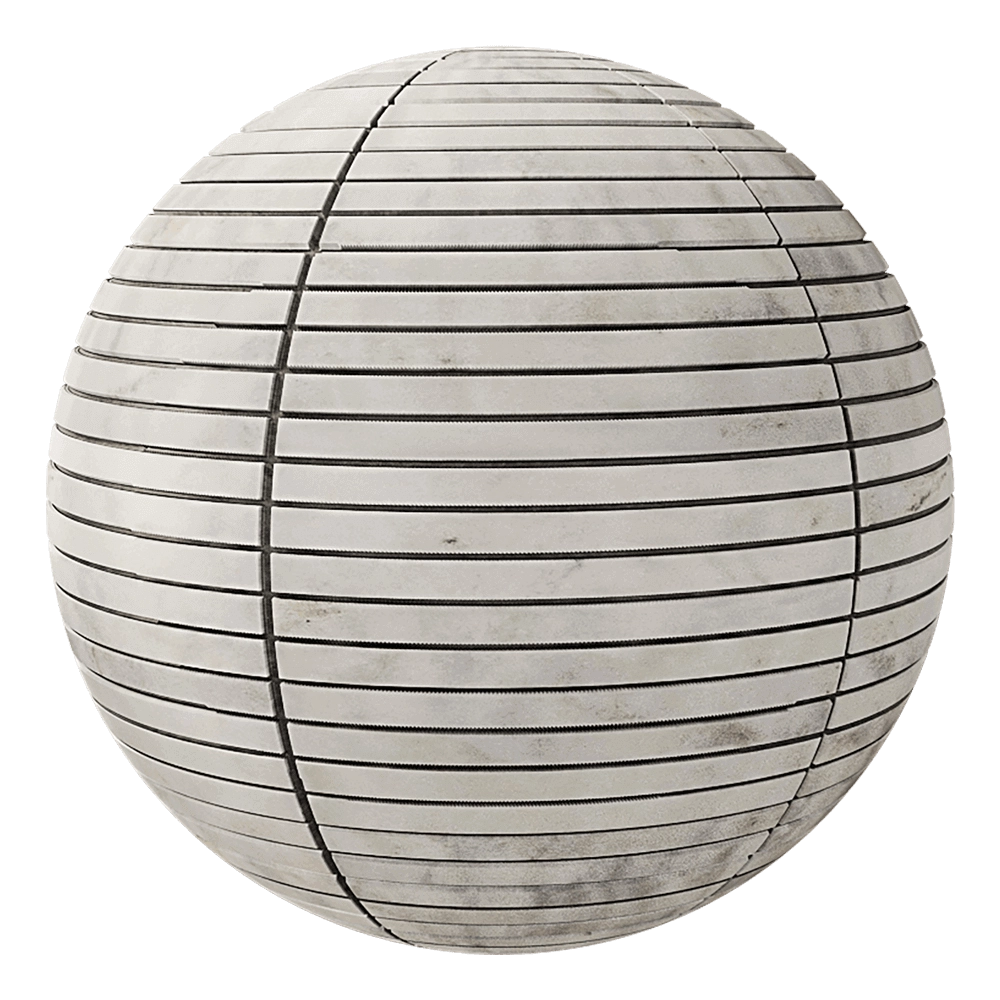 Nur Mosaic - Mosaic french lines with white marble 3D Model