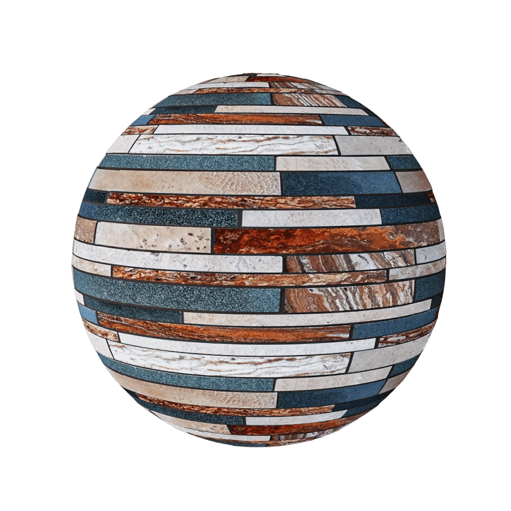 Nur Mosaic - Mosaic tiles basalt and travertine mix 3D Model