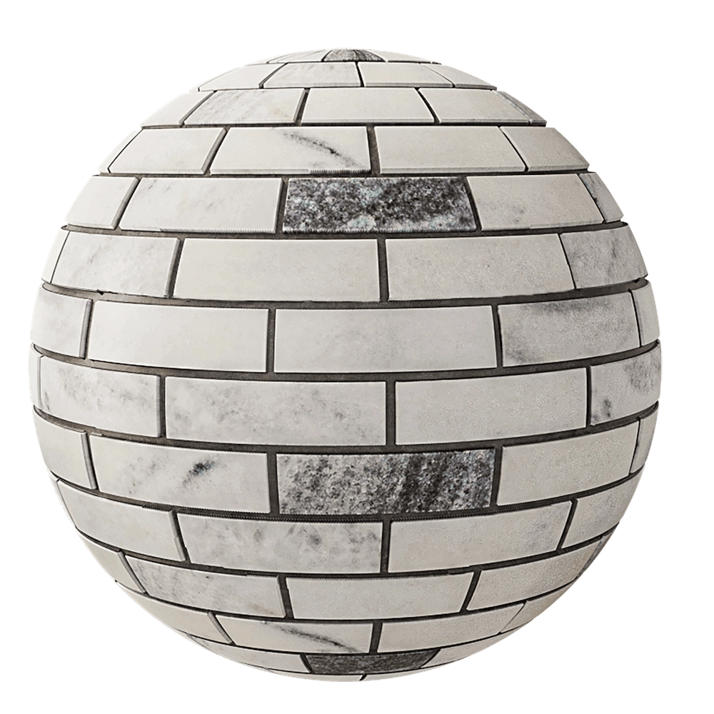 Nur Mosaic - Natural marble bricks mosaic tile polished 3D Model