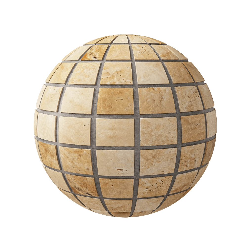 Nur Mosaic - Natural stone tile polished travertine 3D Model