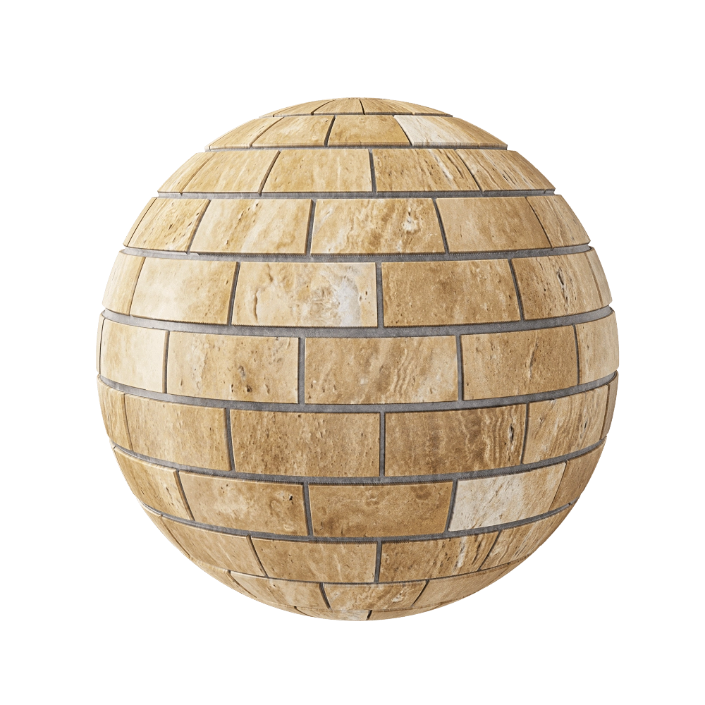 Nur Mosaic - Natural travertine brick mosaic tile 3D Model