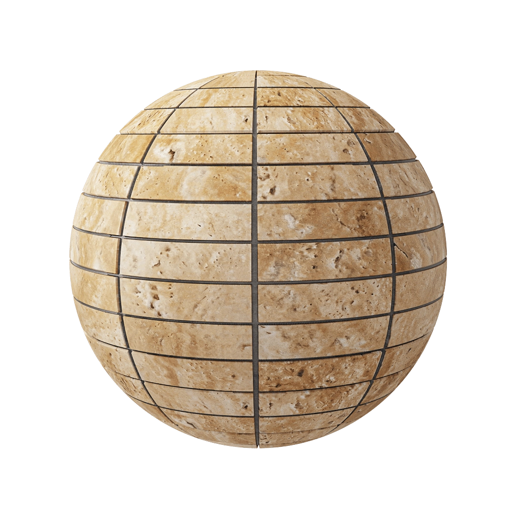 Nur Mosaic - Natural travertine facing tile polished 3D Model