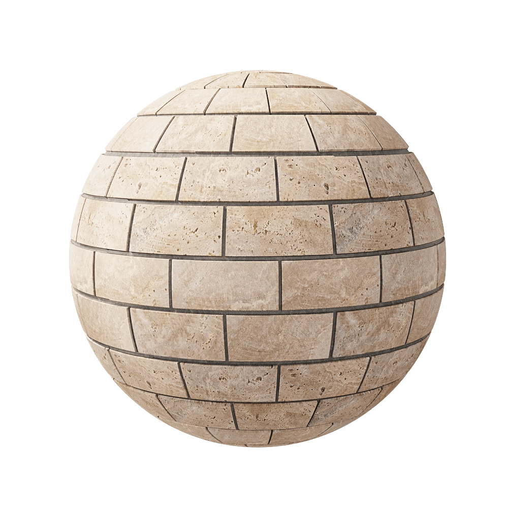 Nur Mosaic - Natural travertine mosaic tile brick series 3D Model