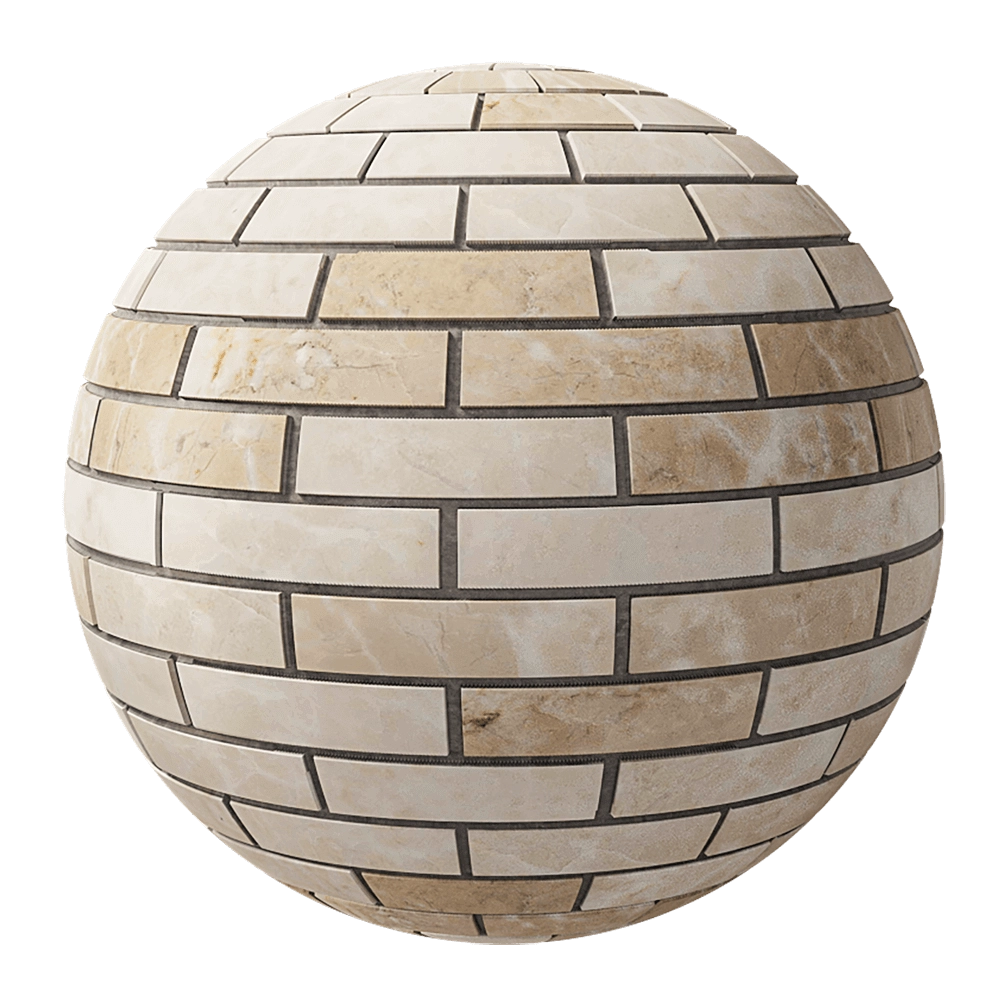 Nur Mosaic - Polished marble small bricks mosaic tile 3D Model