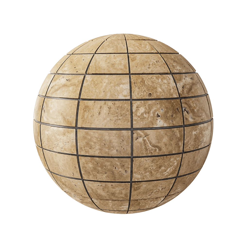 Nur Mosaic - Polished travertine mosaic tile special cut 3D Model