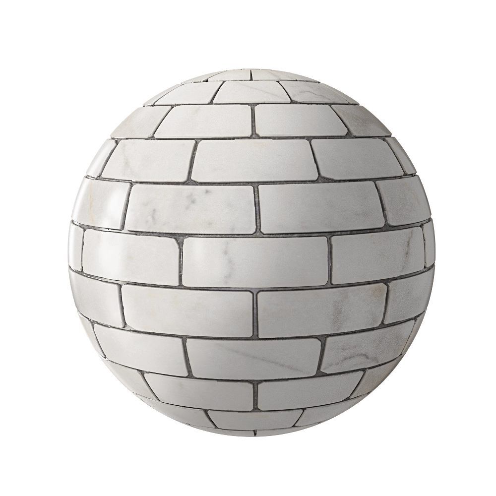 Nur Mosaic - Royal white marble brick mosaic 3D Model