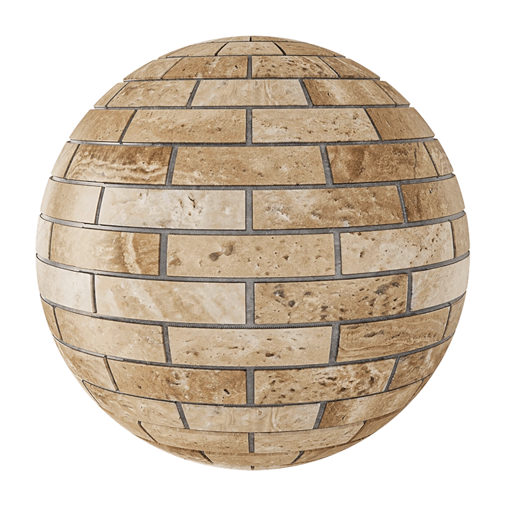 Nur Mosaic - Travertine brick mosaic tile light beige 3D Model
