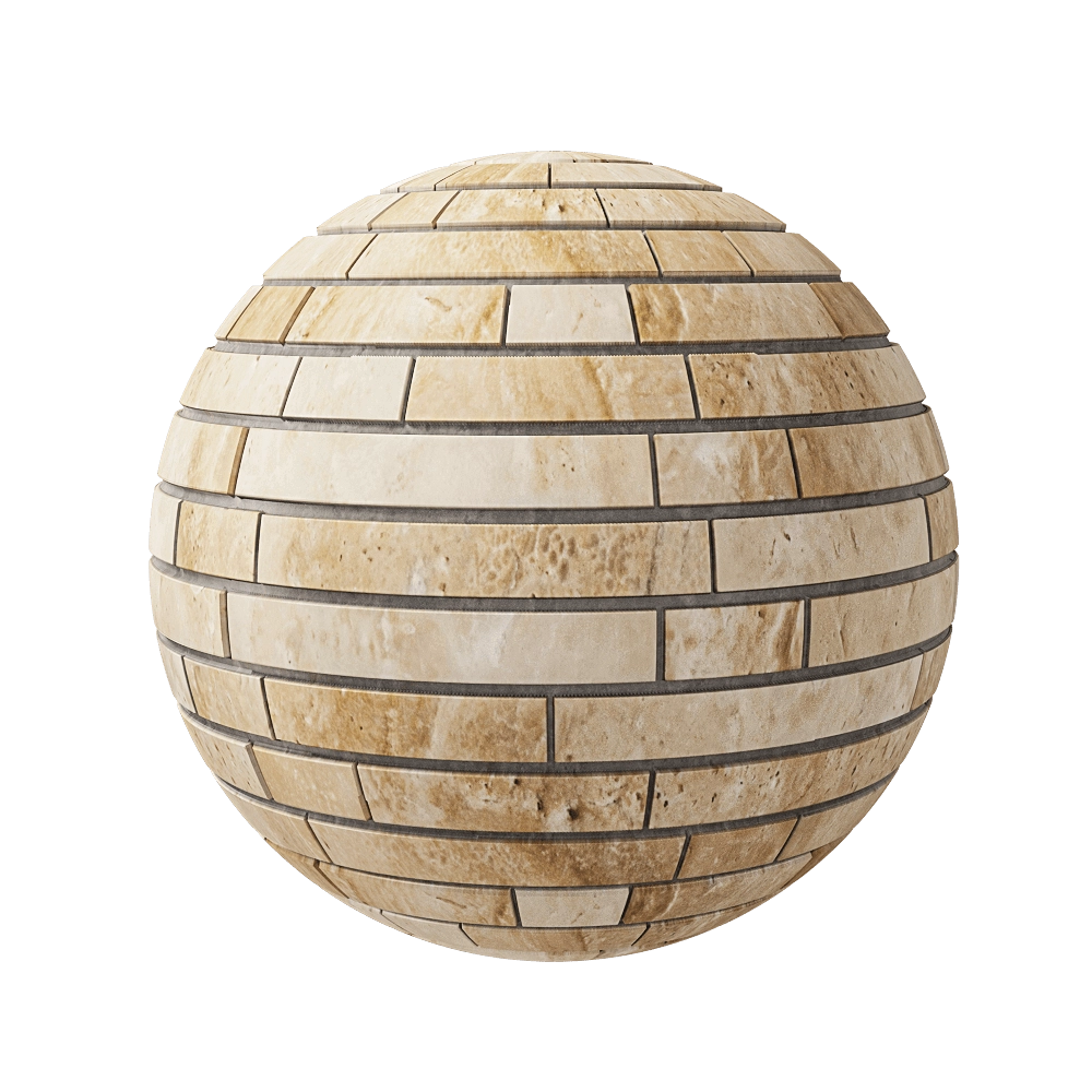 Nur Mosaic - Travertine broken lines mosaic tile polished 3D Model