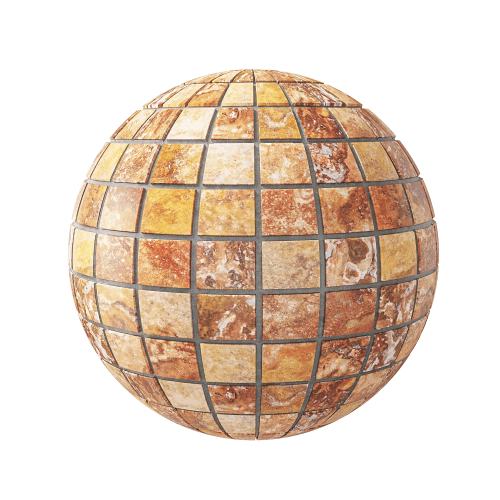 Nur Mosaic - Travertine cubes mosaic bright colors wisp 3D Model