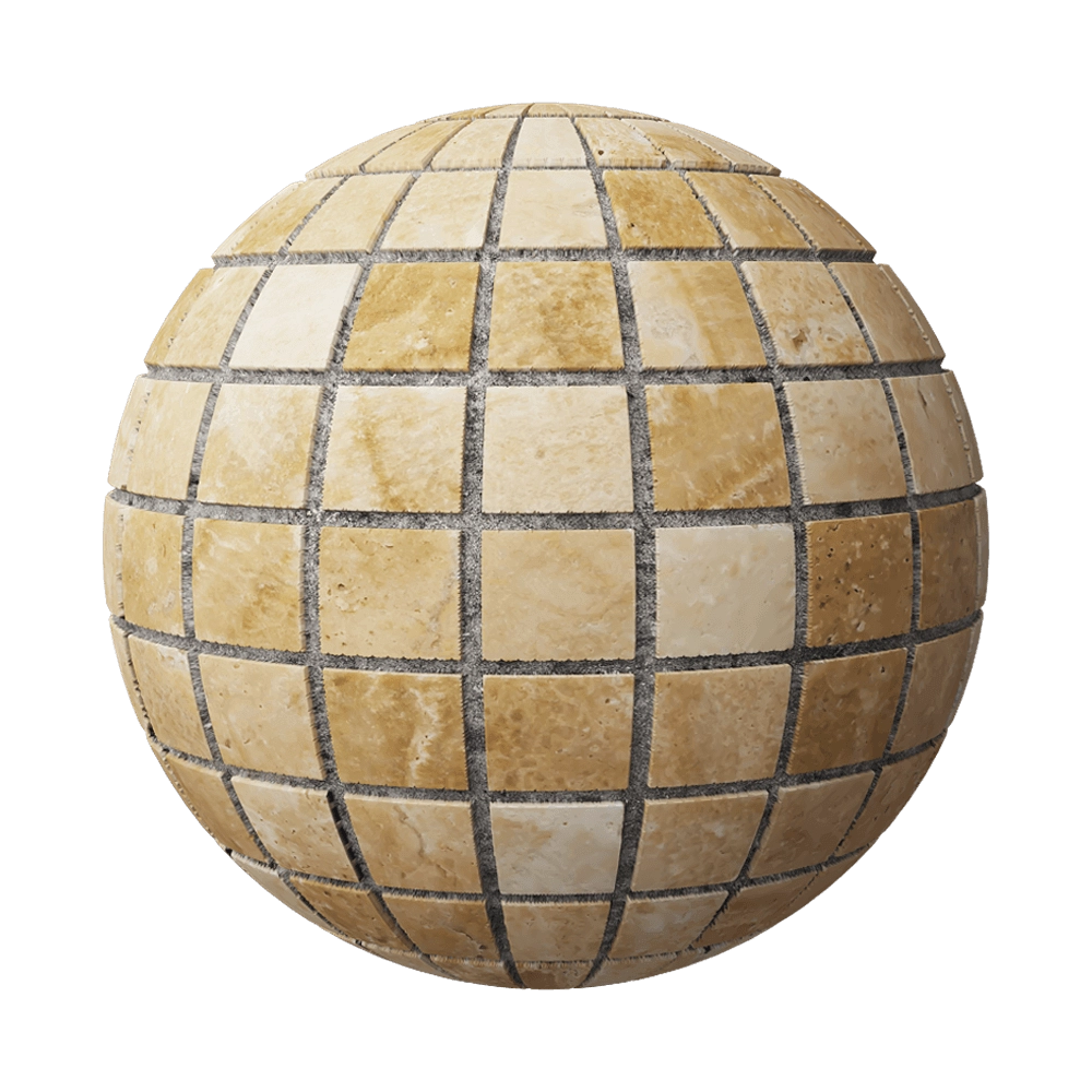 Nur Mosaic - Travertine mosaic Vanilla cream 3D Model