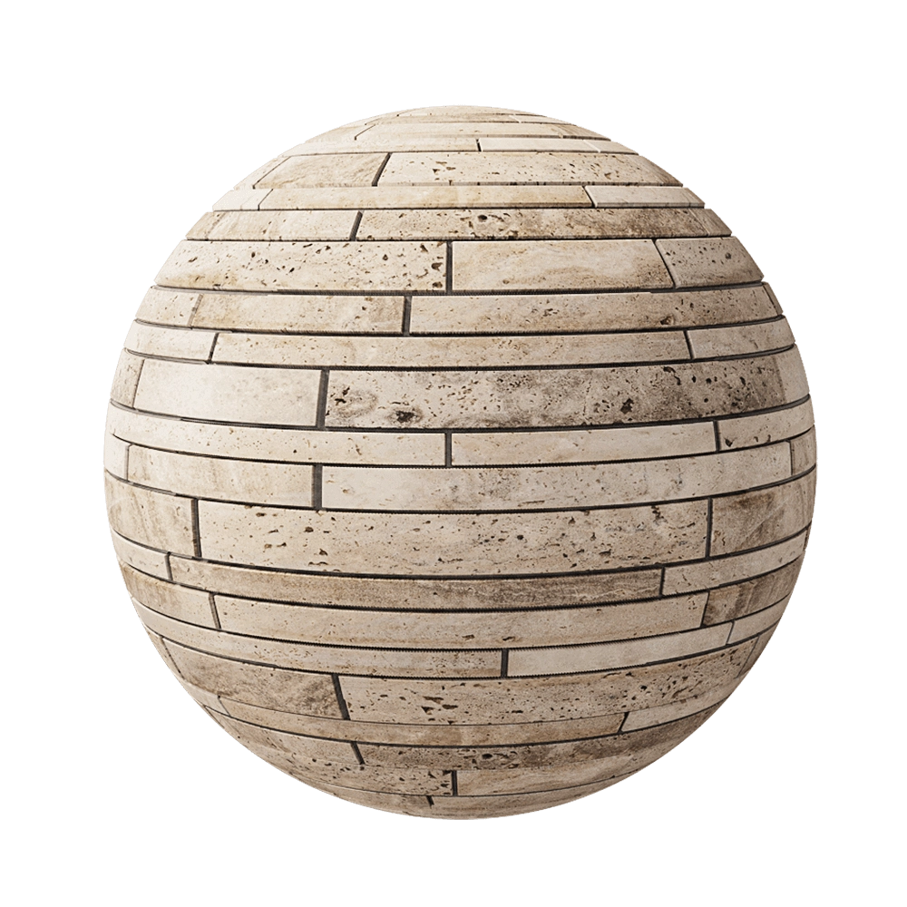 Nur Mosaic - Travertine tumbled finish mosaic tile 3D Model