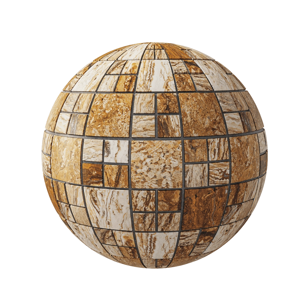 Nur Mosaic - Travertine zebra chess pattern mosaic tile 3D Model