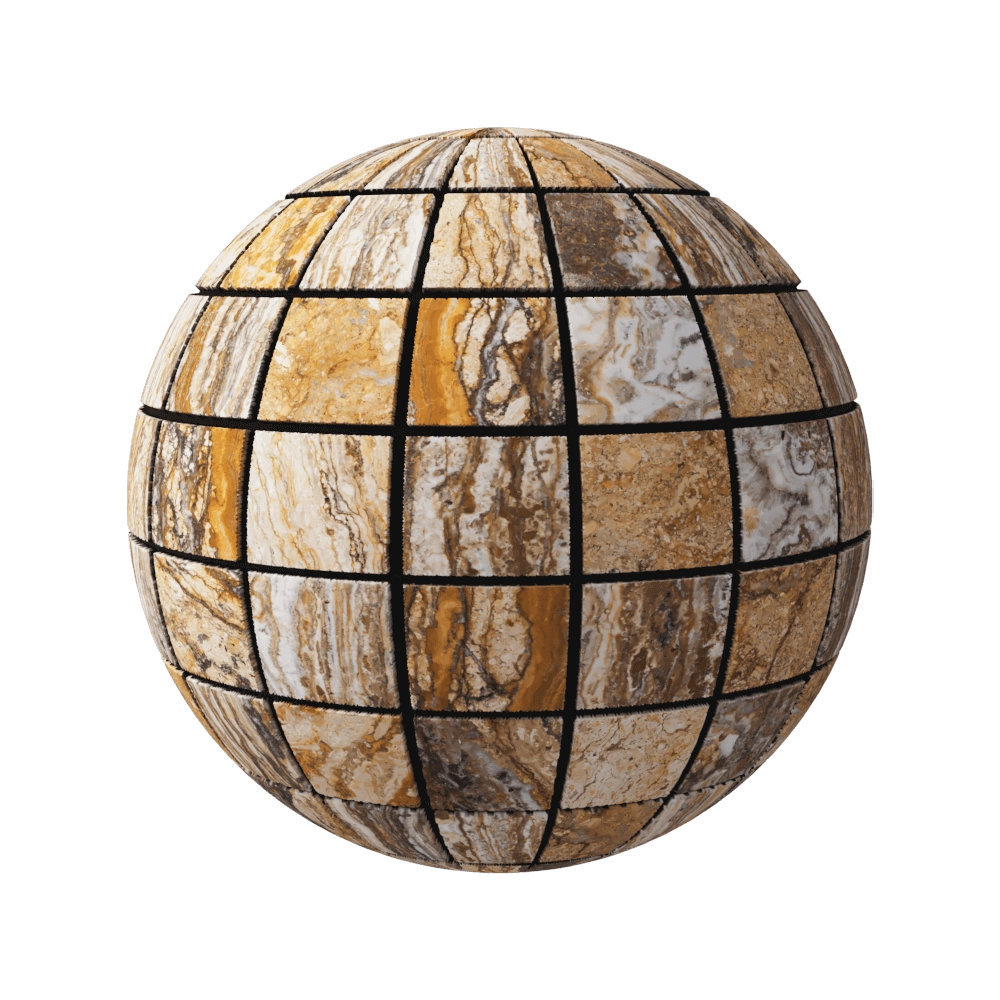 Nur Mosaic - Travertine Zebra mosaic tile 3D Model