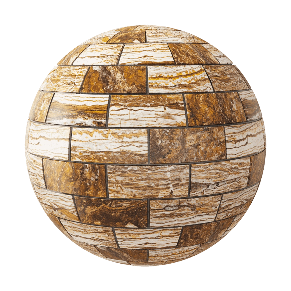 Nur Mosaic - Travertine zebra mosaic tile vein cut 3D Model