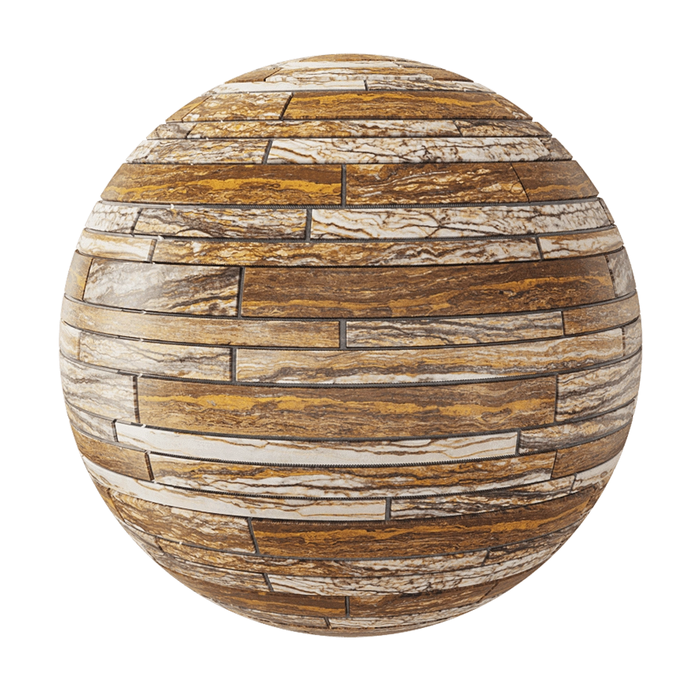 Nur Mosaic - Travertine zebra polished mosaic tile 3D Model
