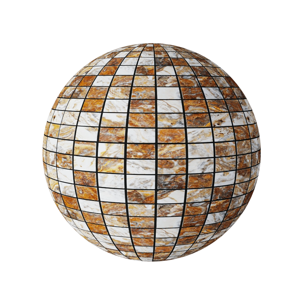 Nur Mosaic - Travertine zebra vein cut mosaic tile 3D Model