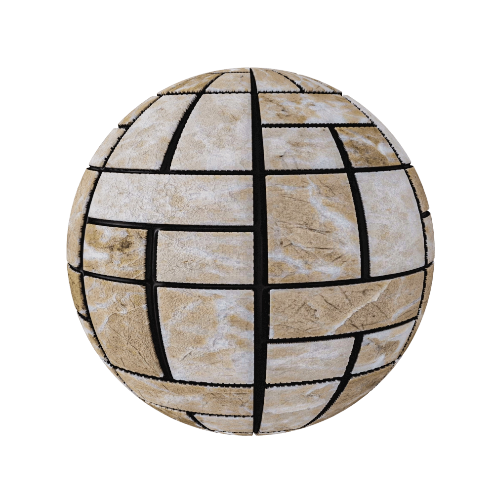 Nur Mosaic - Wall mosaic tile from natural marble beige 3D Model