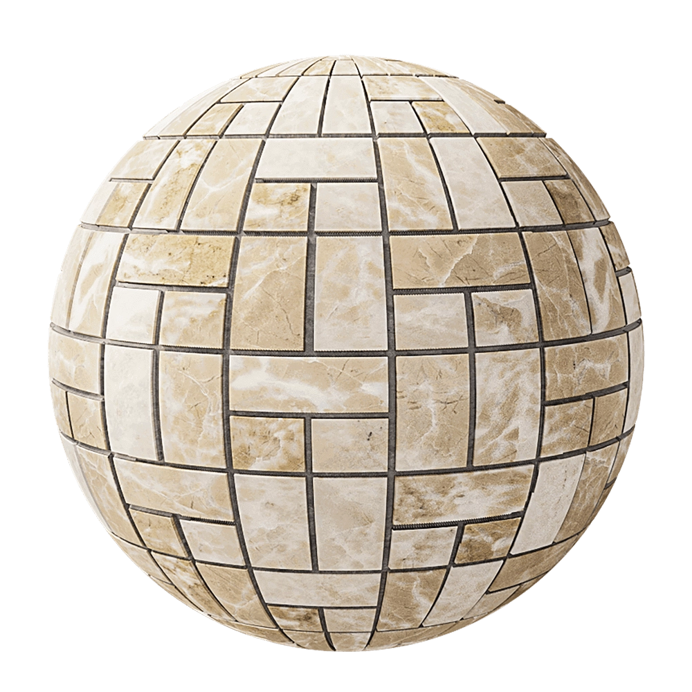 Nur Mosaic - Wall mosaic tile from natural marble beige 3D Model