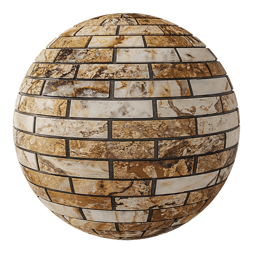 Nur Mosaic - Zebra travertine mosaic bricks 3D Model