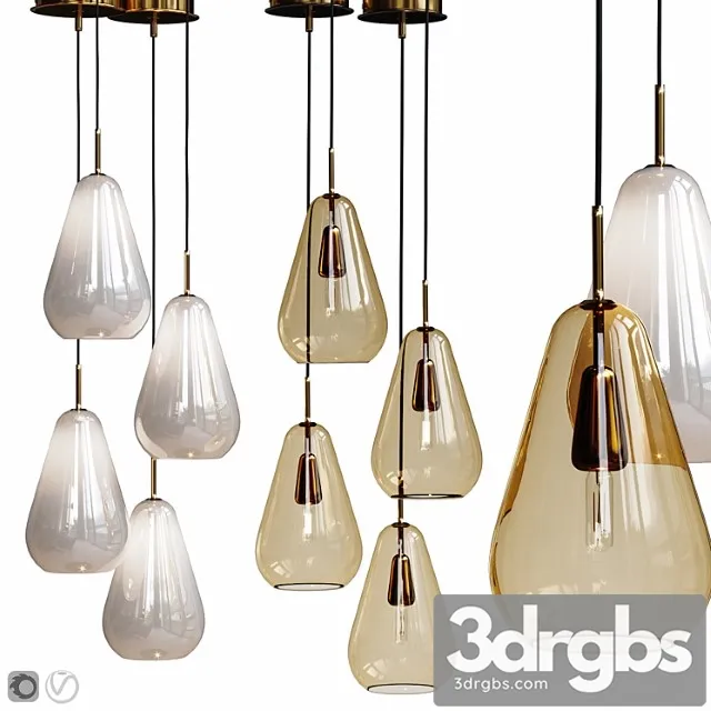 Nuura Anoli Medium 1 Pendant Gold and White Glass Shade 3D Model Free