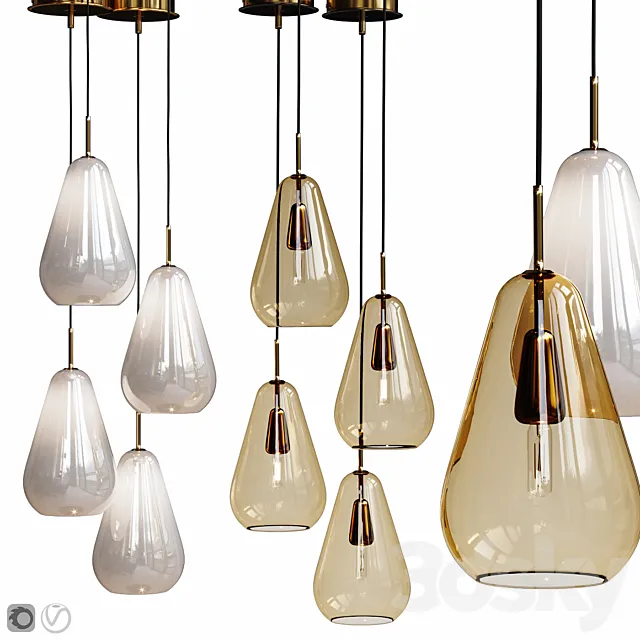 Nuura Anoli medium 1 pendant gold and white glass shade 3D Model