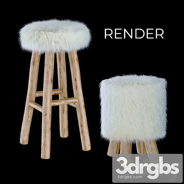 Nuvoli bar stool & footrest 2 3D Model Free