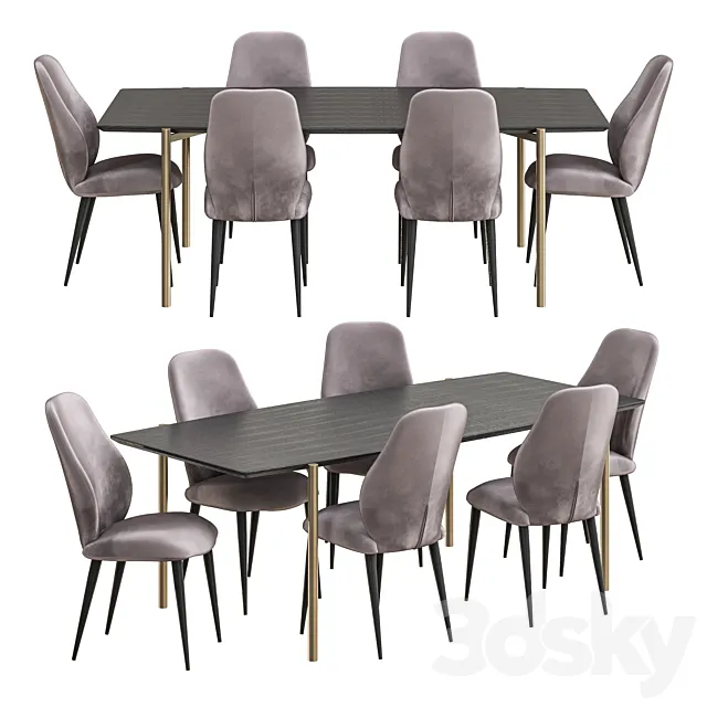 NV Gallery Set Chaise Chair And Milano Table 3DModel