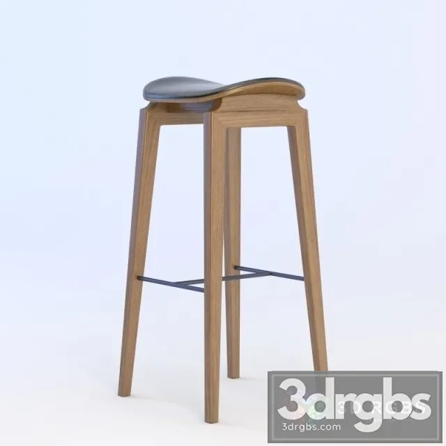 NY11 Bar Chair Walnut Leather 3D Model Free