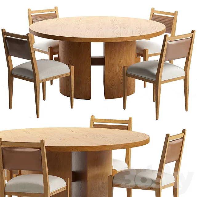 Oak dining set 3DModel