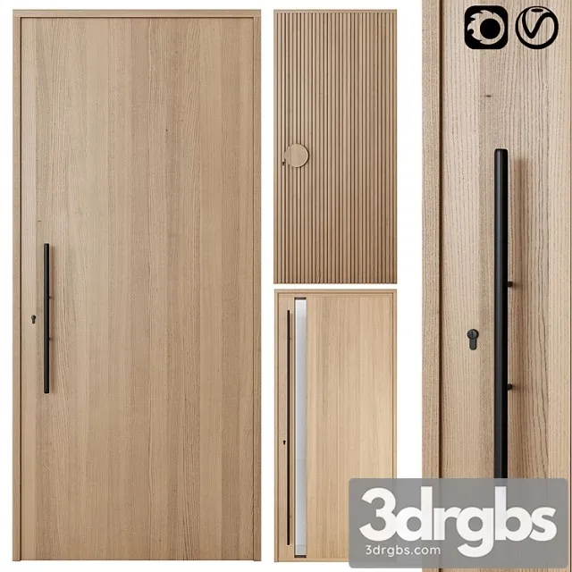Oak Entrance Doors 3D Model Free