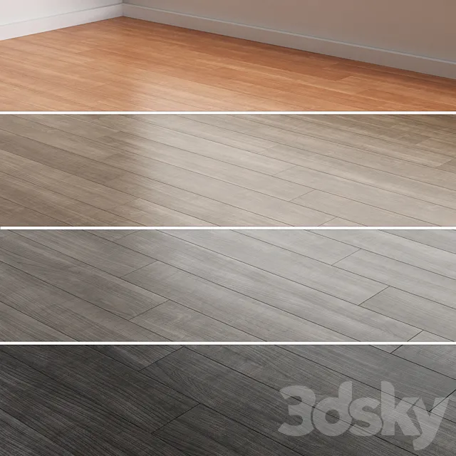 Oak Flooring 4 colors 5 installation styles 09 3D Model