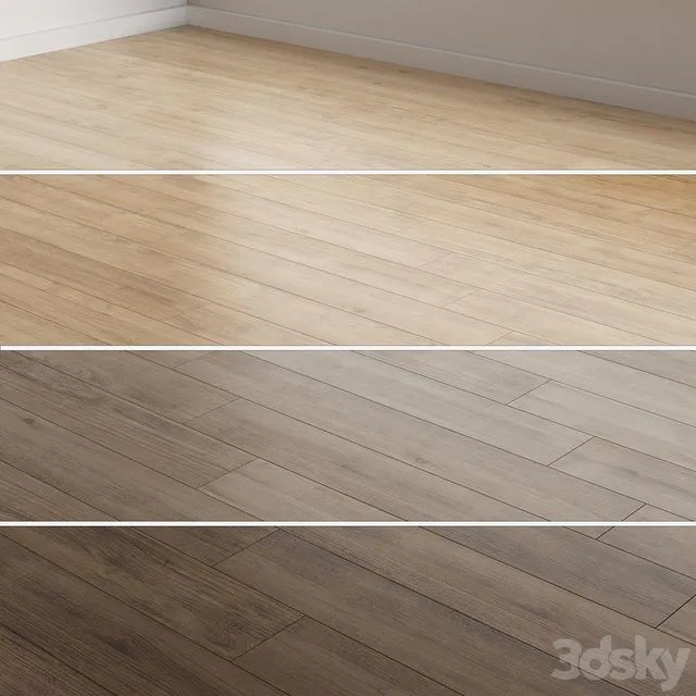 Oak Flooring 4 colors 5 installations 11 3D Model