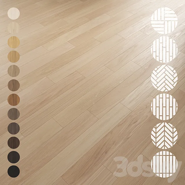 Oak Flooring Set 001 3D Model