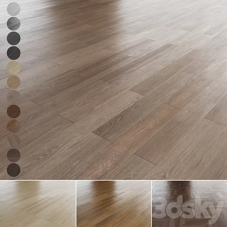 Oak parquet 12 colors. 3D Model Free