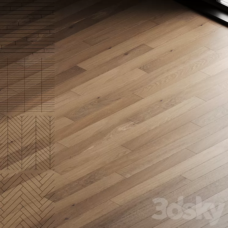 Oak parquet board 09 (wood floor set) 3D Model Free