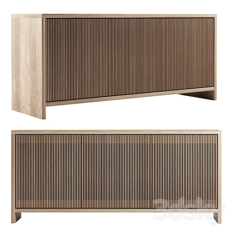 Oak Slatted Credenza by Material 3D Model Free